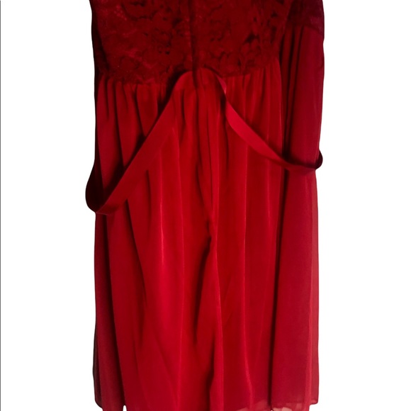 David’s Bridal Lace Candy Apple Red Valentines Color Dress Size 22 - Picture 11 of 12